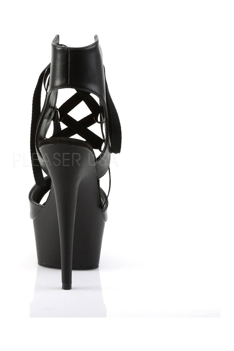 Pleaser DELIGHT-600-14 Platform Sandal in Black Faux Leather