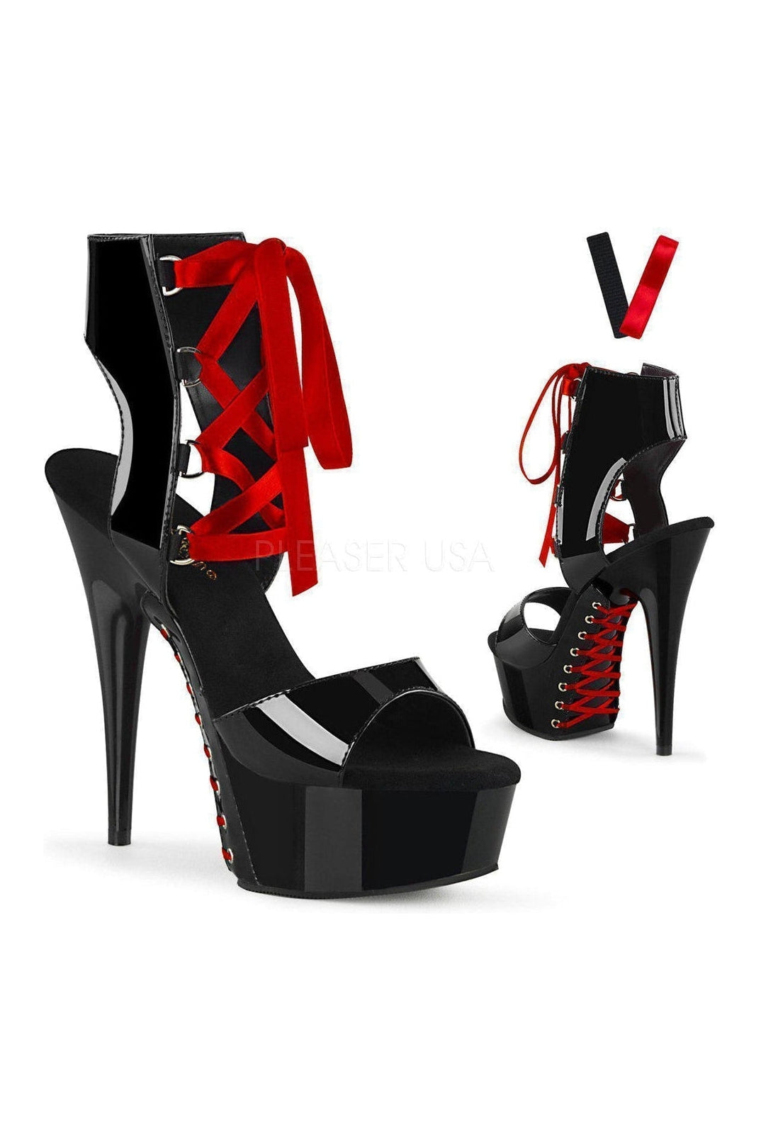 Pleaser DELIGHT-600-14FH Platform Sandal in Black Patent from SexyShoes.com