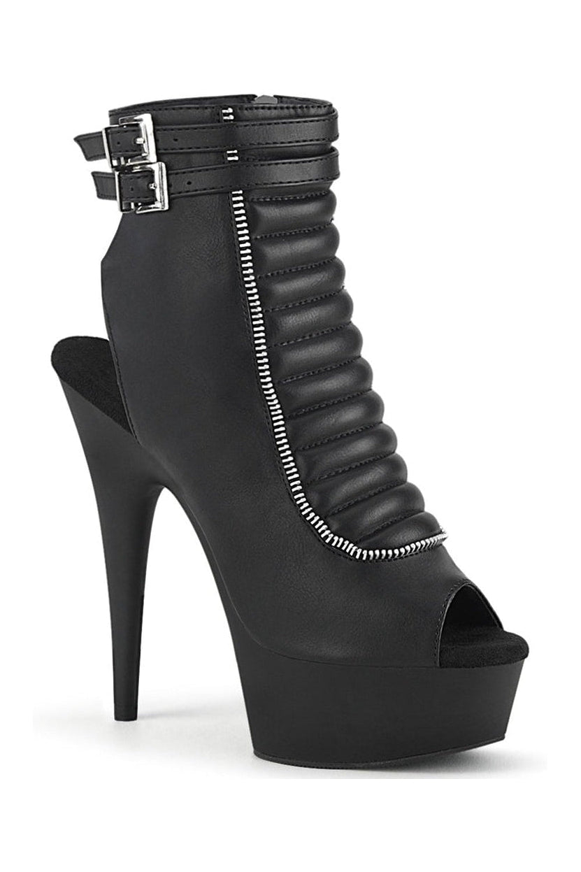 DELIGHT-600-18 Stripper Boot | Black Faux Leather-Ankle Boots-Pleaser-Black-11-Faux Leather-SEXYSHOES.COM