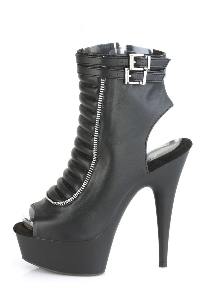 DELIGHT-600-18 Stripper Boot | Black Faux Leather-Ankle Boots-Pleaser-SEXYSHOES.COM