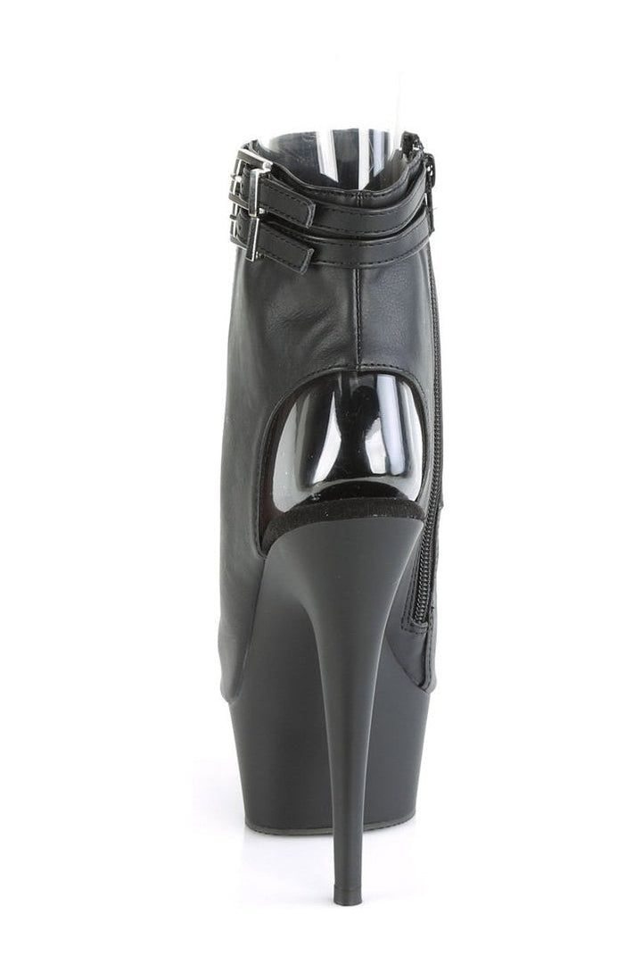 DELIGHT-600-18 Stripper Boot | Black Faux Leather-Ankle Boots-Pleaser-SEXYSHOES.COM