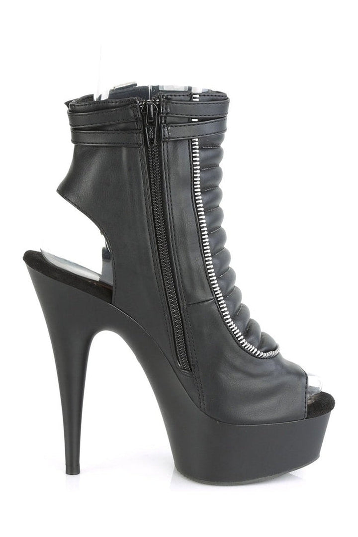 DELIGHT-600-18 Stripper Boot | Black Faux Leather-Ankle Boots-Pleaser-SEXYSHOES.COM