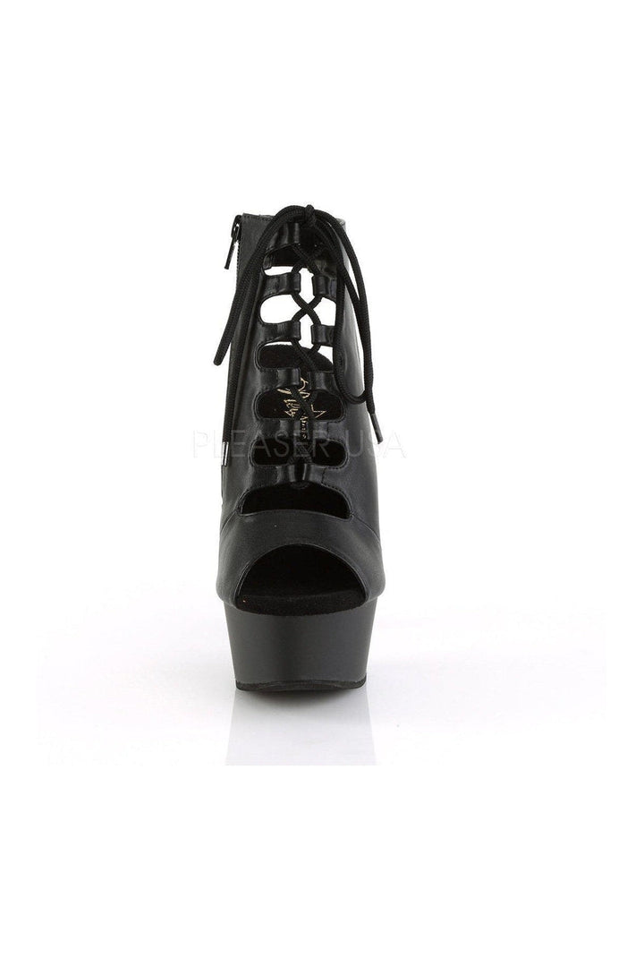 DELIGHT-600-20 Platform Boot | Black Faux Leather