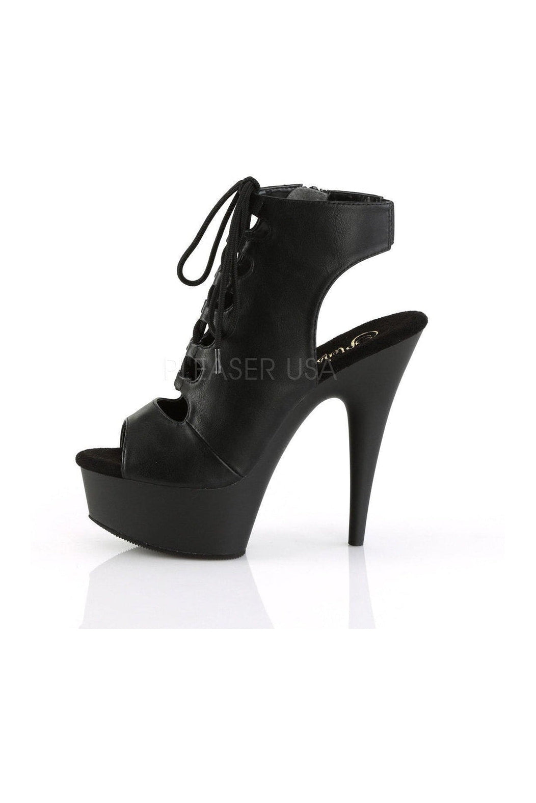 Pleaser DELIGHT-600-20 Platform Boot in Black Faux Leather