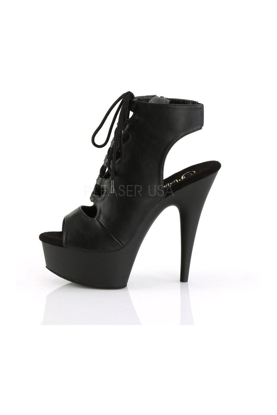 Pleaser DELIGHT-600-20 Platform Boot in Black Faux Leather