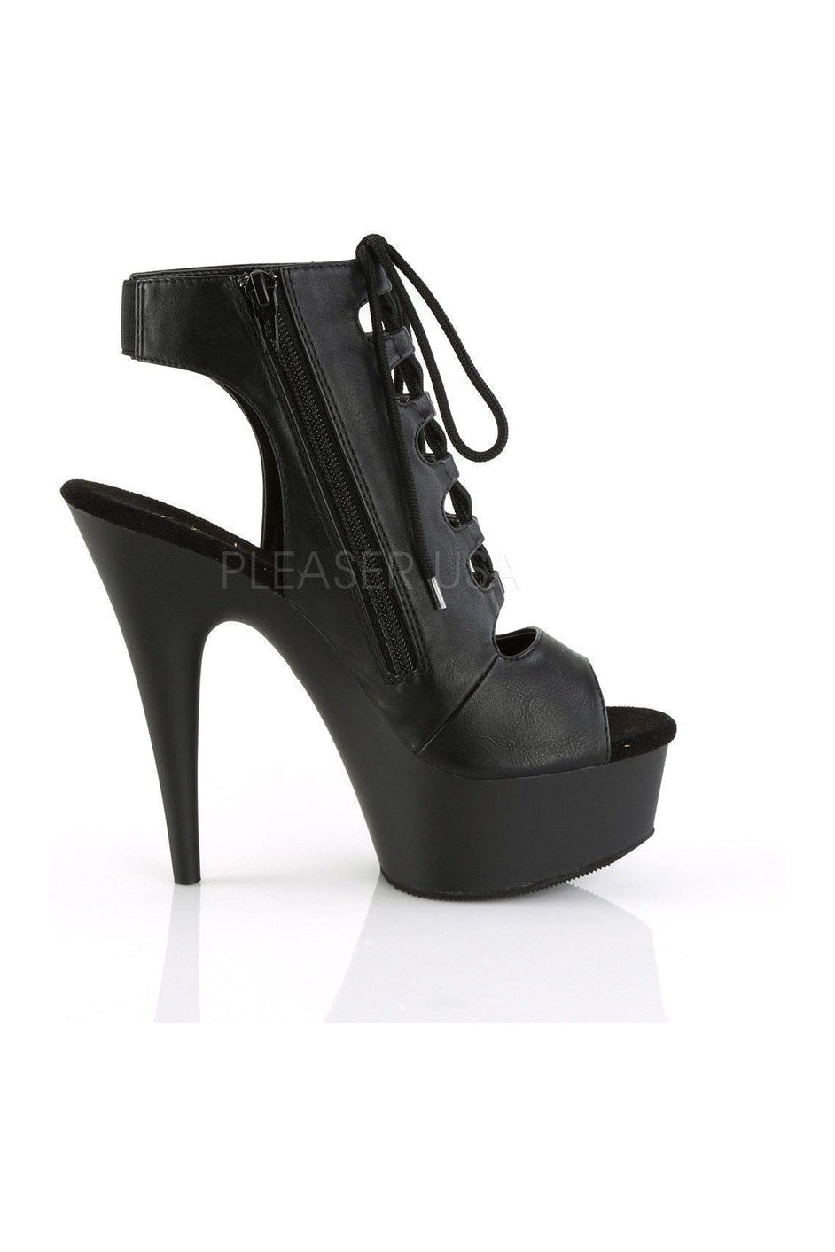 Pleaser DELIGHT-600-20 Platform Boot in Black Faux Leather