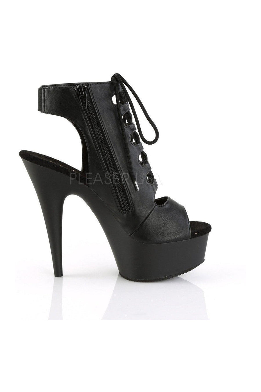 Pleaser DELIGHT-600-20 Platform Boot in Black Faux Leather