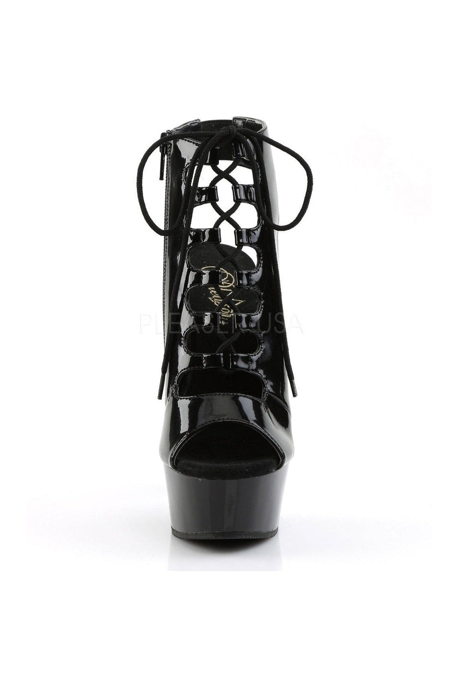 DELIGHT-600-20 Platform Boot | Black Patent-Pleaser-Ankle Boots-SEXYSHOES.COM