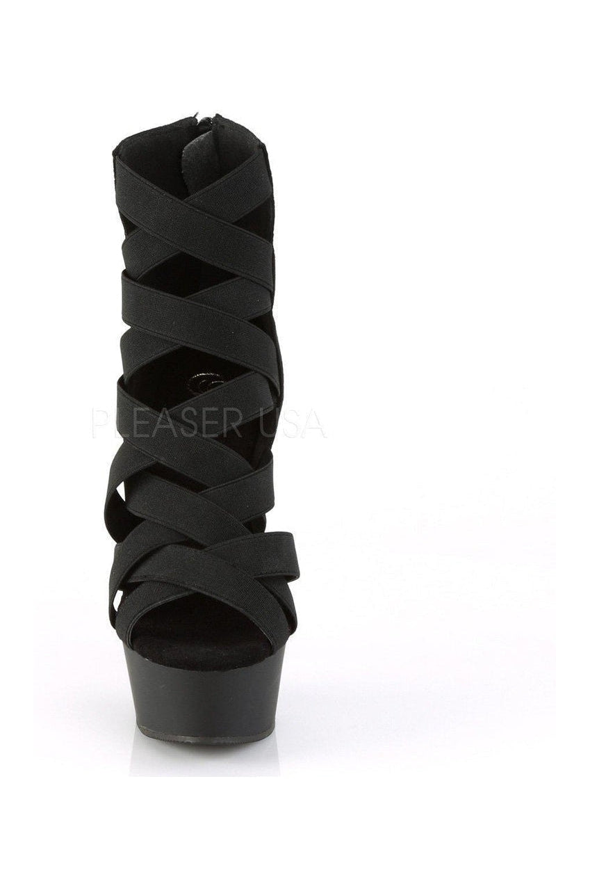 DELIGHT-600-24 Platform Sandal | Black Elastic-Pleaser-SEXYSHOES.COM