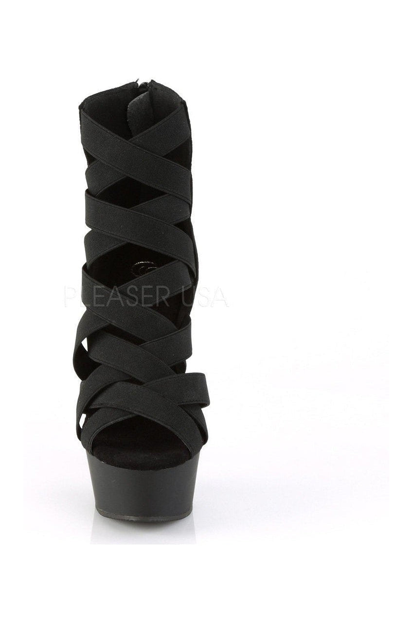 Pleaser DELIGHT-600-24 Platform Sandal in Black Faux Leather