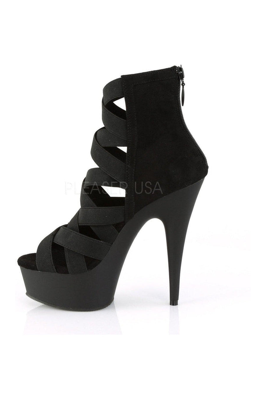Pleaser DELIGHT-600-24 Platform Sandal in Black Faux Leather