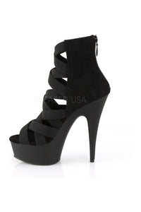 Pleaser DELIGHT-600-24 Platform Sandal in Black Faux Leather