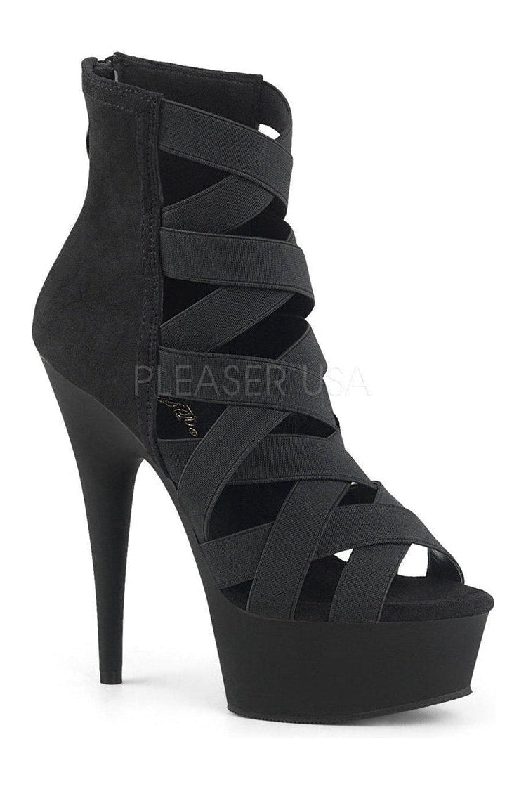 DELIGHT-600-24 Platform Sandal | Black Elastic-Pleaser-SEXYSHOES.COM