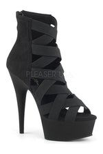 DELIGHT-600-24 Platform Sandal  | Black Elastic