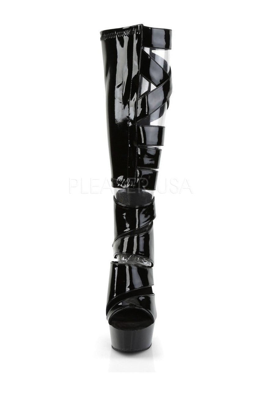 DELIGHT-600-49 Platform Boot | Black Patent-Pleaser-Knee Boots-SEXYSHOES.COM