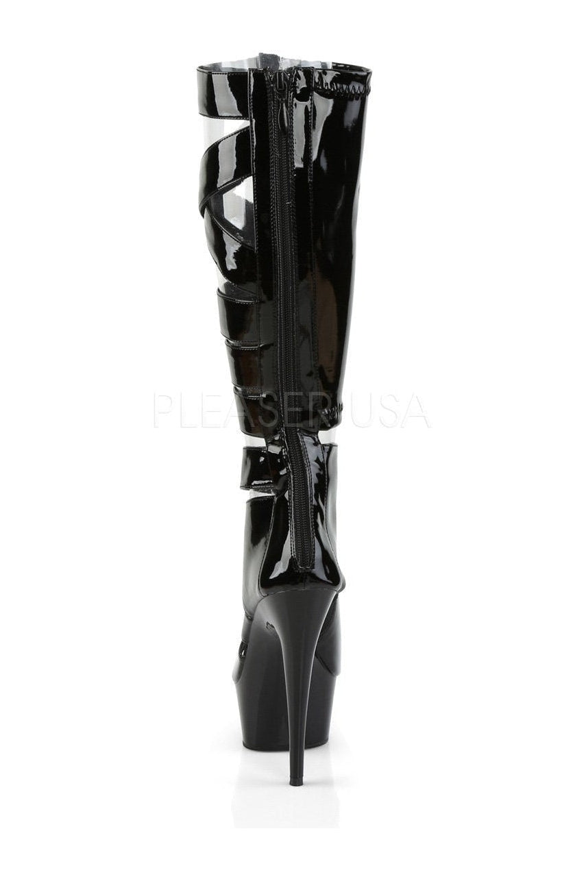 DELIGHT-600-49 Platform Boot | Black Patent-Pleaser-Knee Boots-SEXYSHOES.COM
