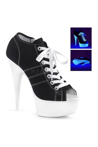 Pleaser DELIGHT-600SK-01 Platform Pump in Black Canvas from SexyShoes.com