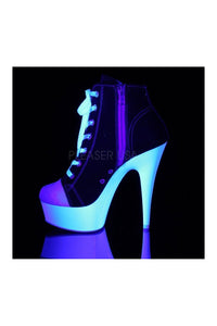 Pleaser DELIGHT-600SK-02 Platform Ankle Boot in Black Canvas