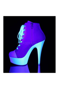 Pleaser DELIGHT-600SK-02 Platform Ankle Boot in PInk Canvas