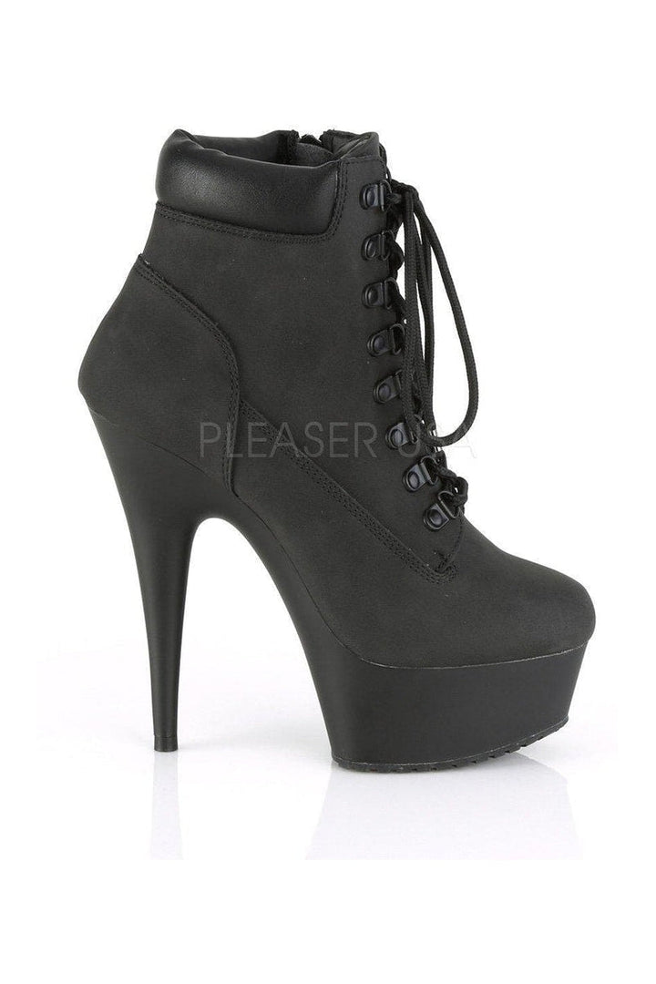 DELIGHT-600TL-02 Platform Ankle Boot | Black Faux Leather-Pleaser-SEXYSHOES.COM