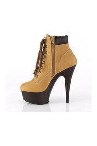Pleaser DELIGHT-600TL-02 Platform Ankle Boot in Brown Faux Leather
