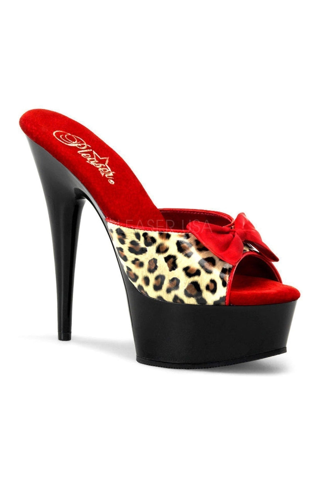 Pleaser DELIGHT-601-6 Platform Slide in Black Faux Leather from SexyShoes.com