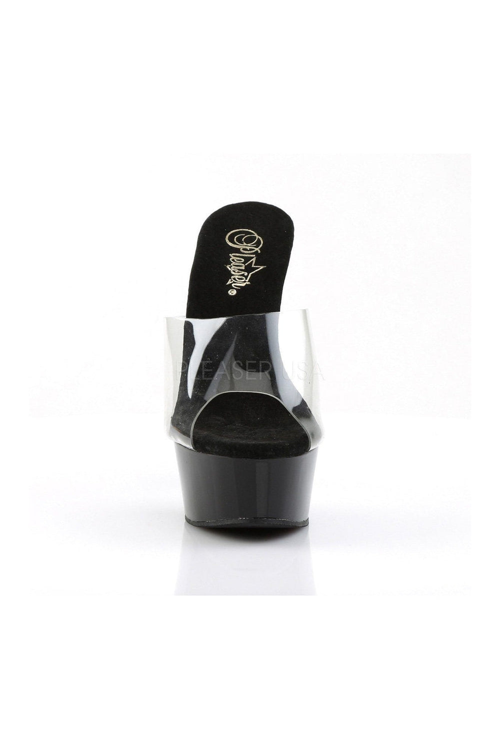 DELIGHT-601 Platform Slide | Black Vinyl-Pleaser-Slides-SEXYSHOES.COM