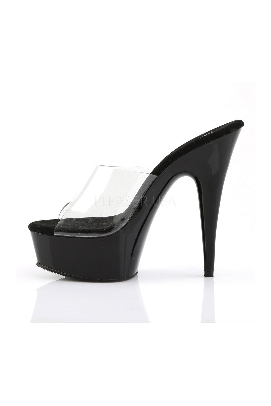 Pleaser DELIGHT-601 Platform Slide in Black Vinyl