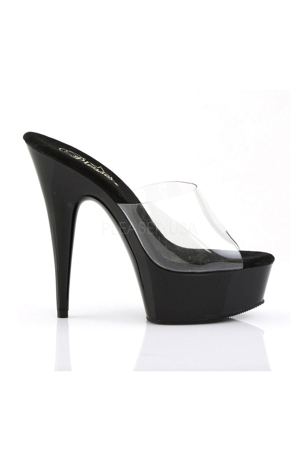 Pleaser DELIGHT-601 Platform Slide in Black Vinyl