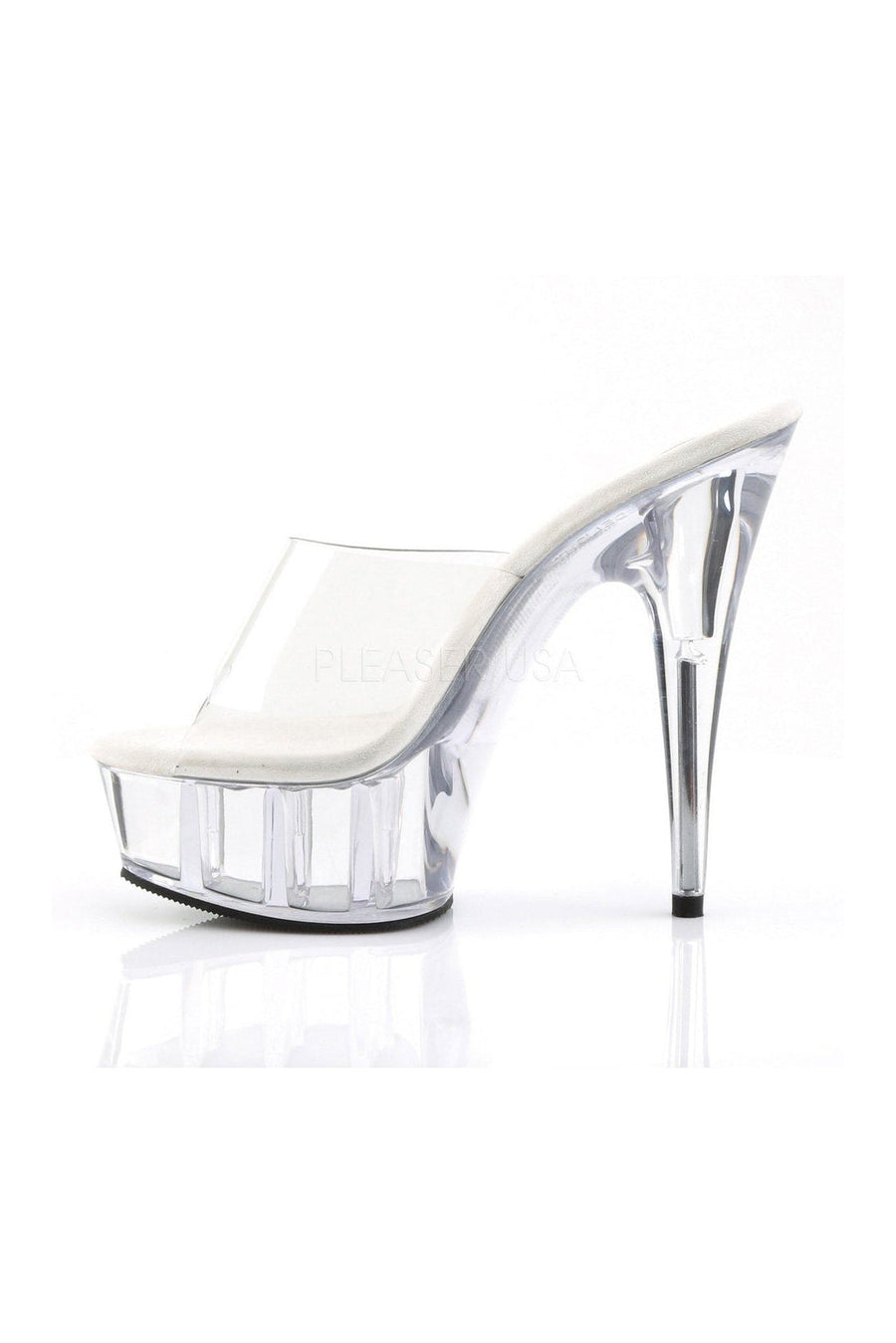 Pleaser DELIGHT-601 Platform Slide in Clear Vinyl