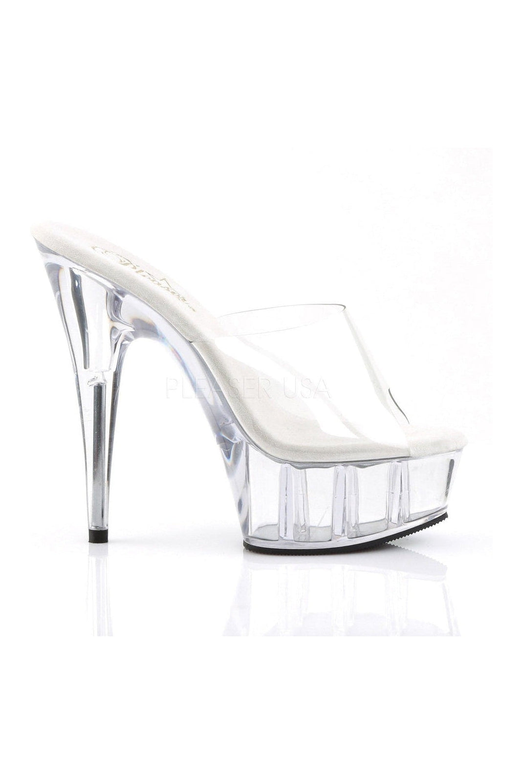 Pleaser DELIGHT-601 Platform Slide in Clear Vinyl