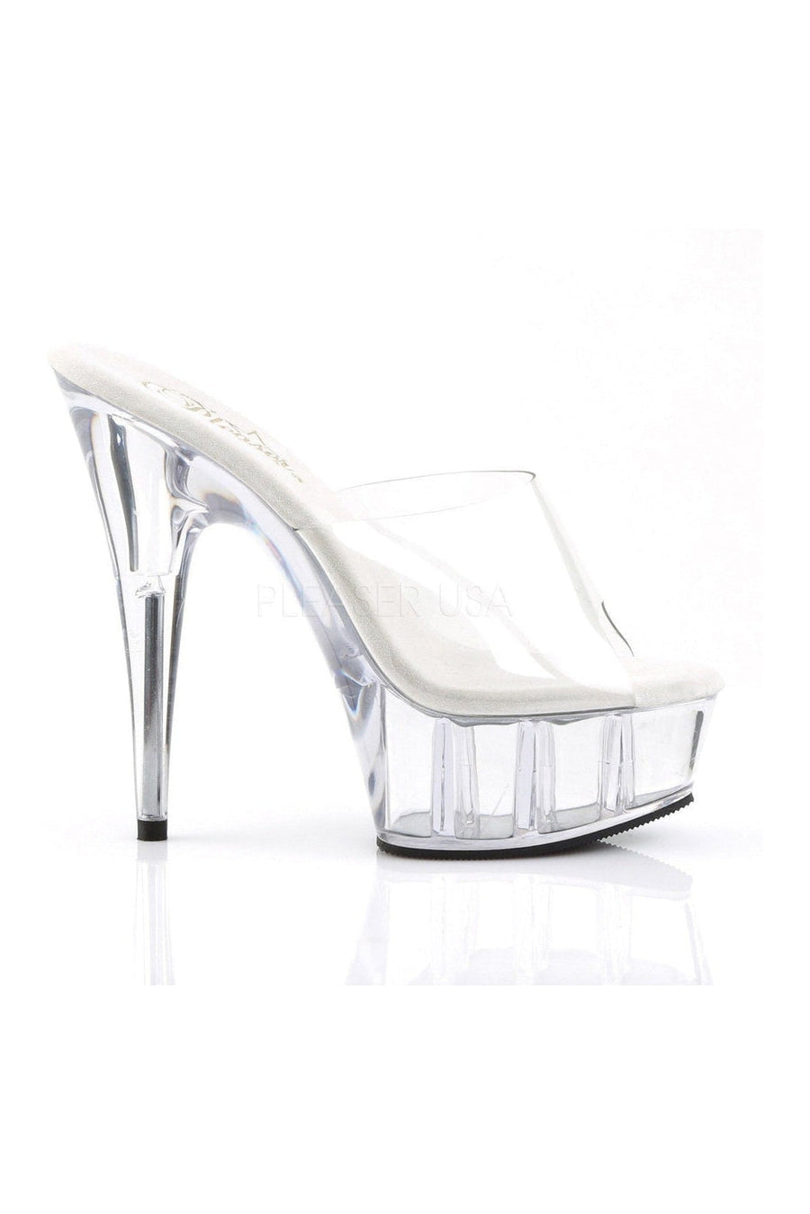 Pleaser DELIGHT-601 Platform Slide in Clear Vinyl