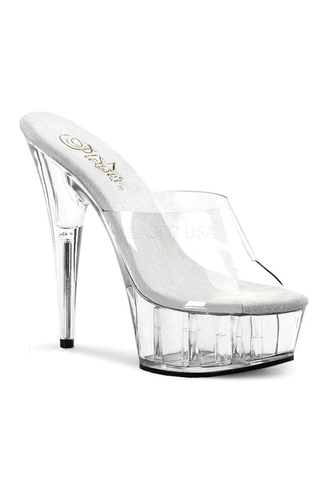 Pleaser DELIGHT-601 Platform Slide in Clear Vinyl from SexyShoes.com