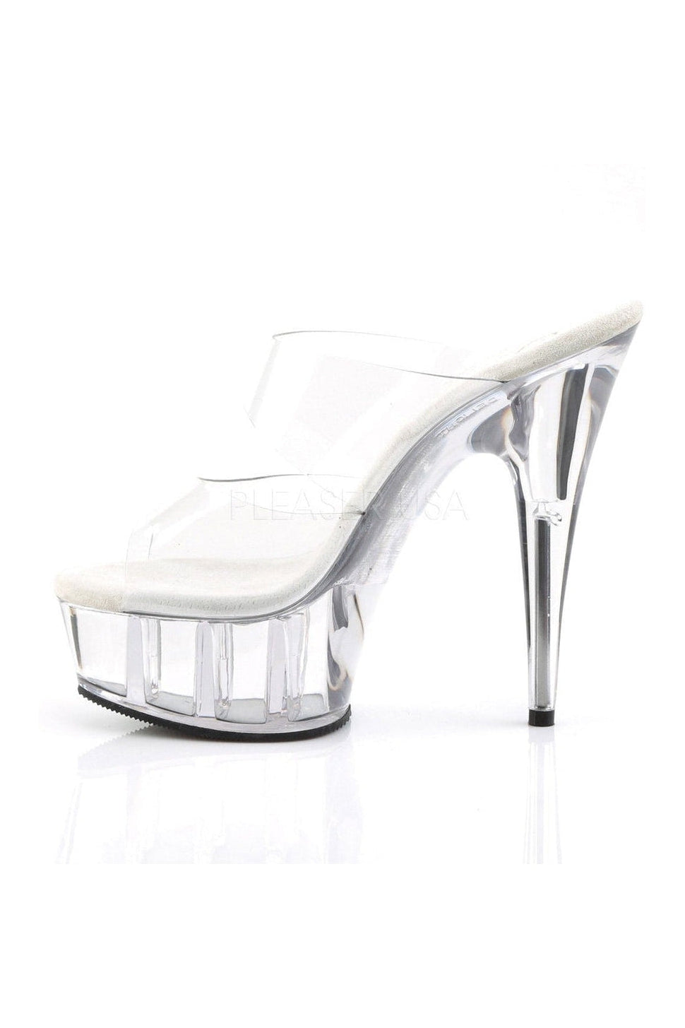 Pleaser DELIGHT-602 Platform Slide in Clear Vinyl