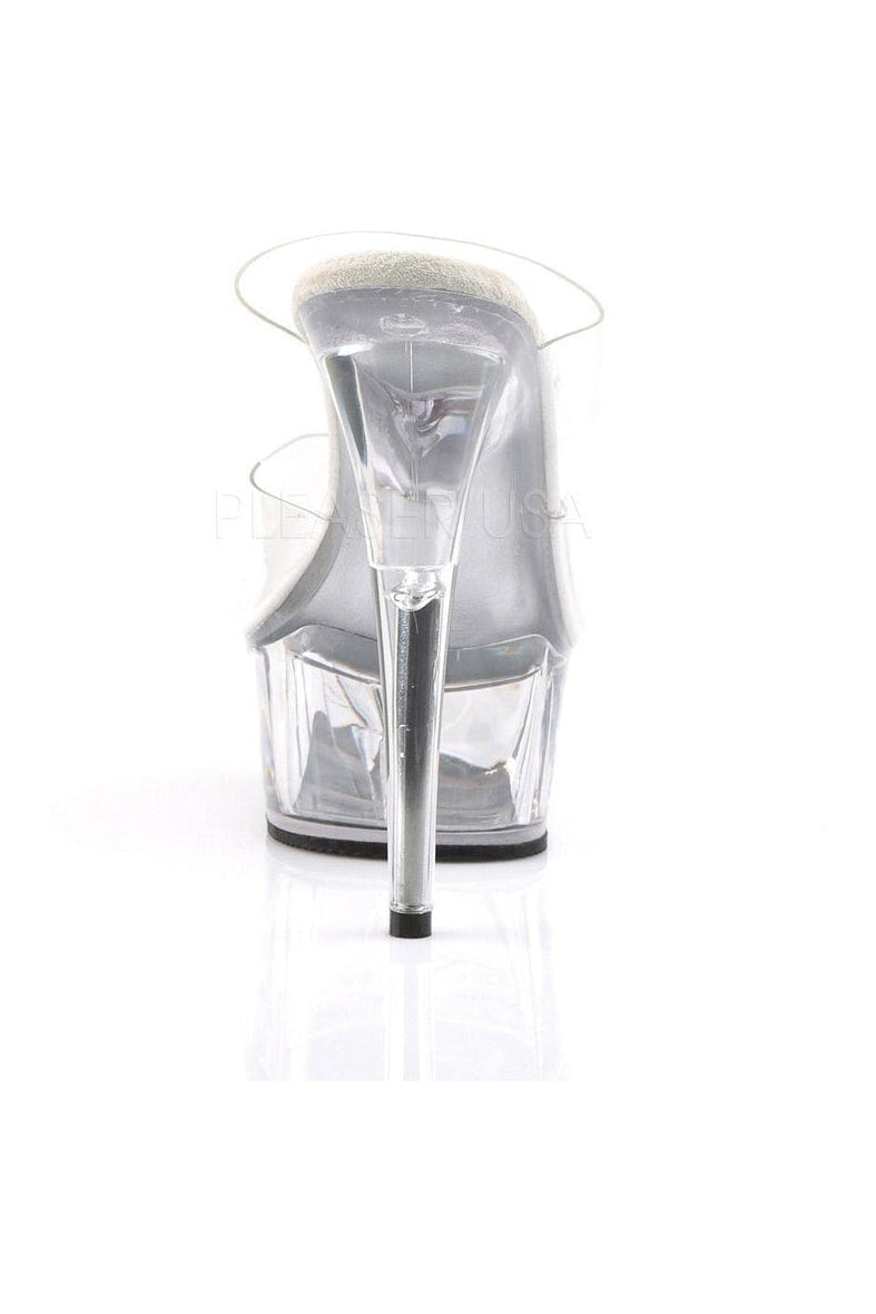 Pleaser DELIGHT-602 Platform Slide in Clear Vinyl