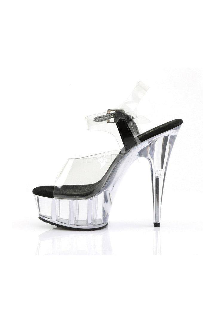 DELIGHT-608 Platform Sandal | Black Vinyl-Pleaser-Sandals-SEXYSHOES.COM