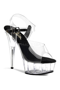 Pleaser DELIGHT-608 Platform Sandal in Black Vinyl from SexyShoes.com