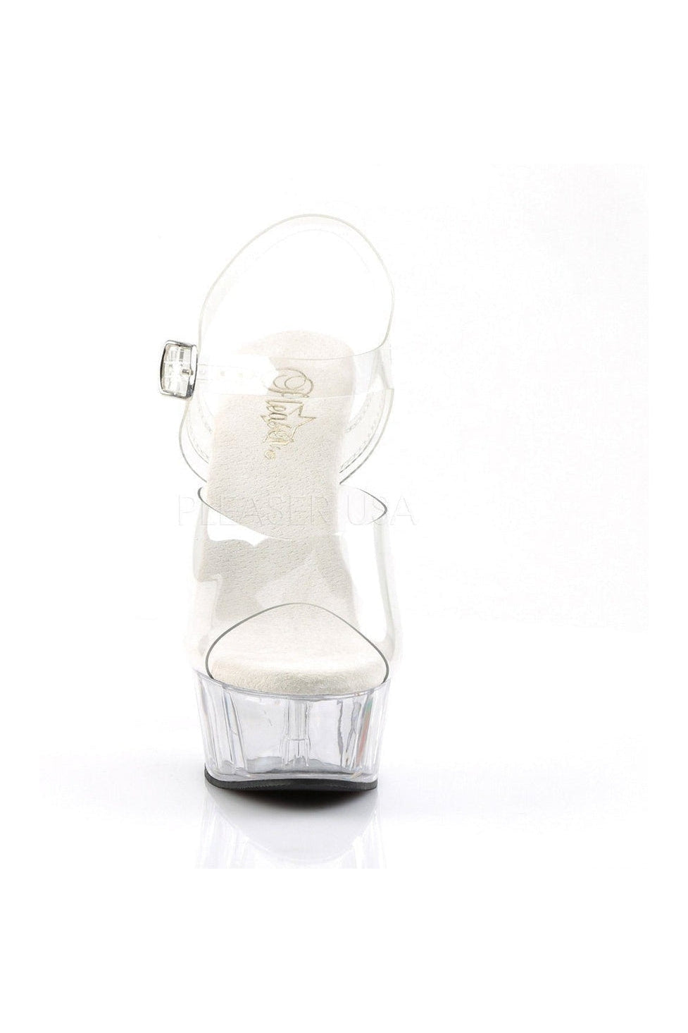 Pleaser DELIGHT-608 Platform Sandal in Clear Vinyl