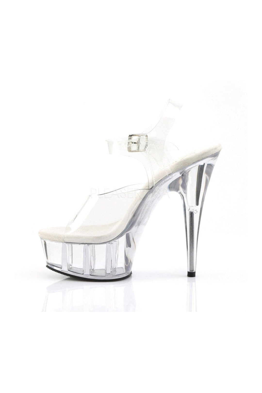 Pleaser DELIGHT-608 Platform Sandal in Clear Vinyl