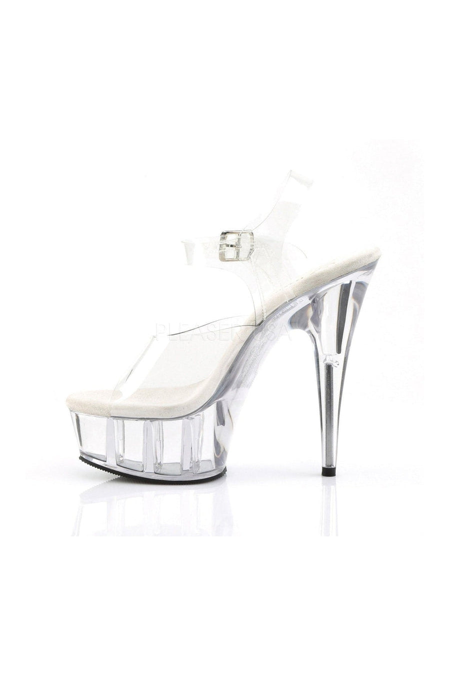 Pleaser DELIGHT-608 Platform Sandal in Clear Vinyl