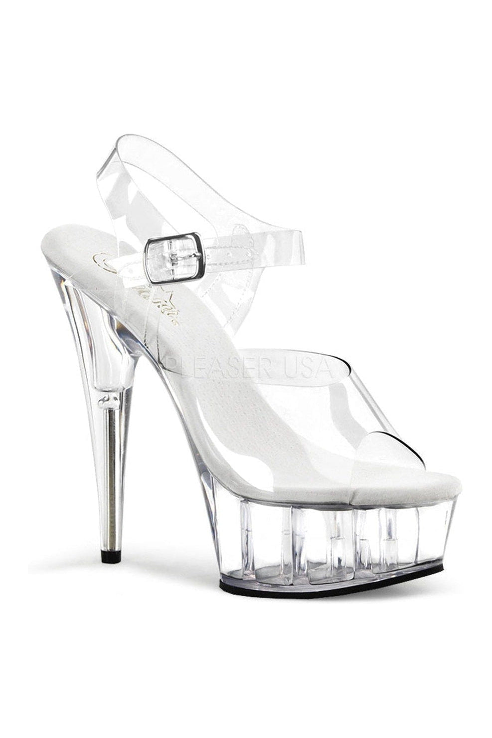 Pleaser DELIGHT-608 Platform Sandal in Clear Vinyl from SexyShoes.com