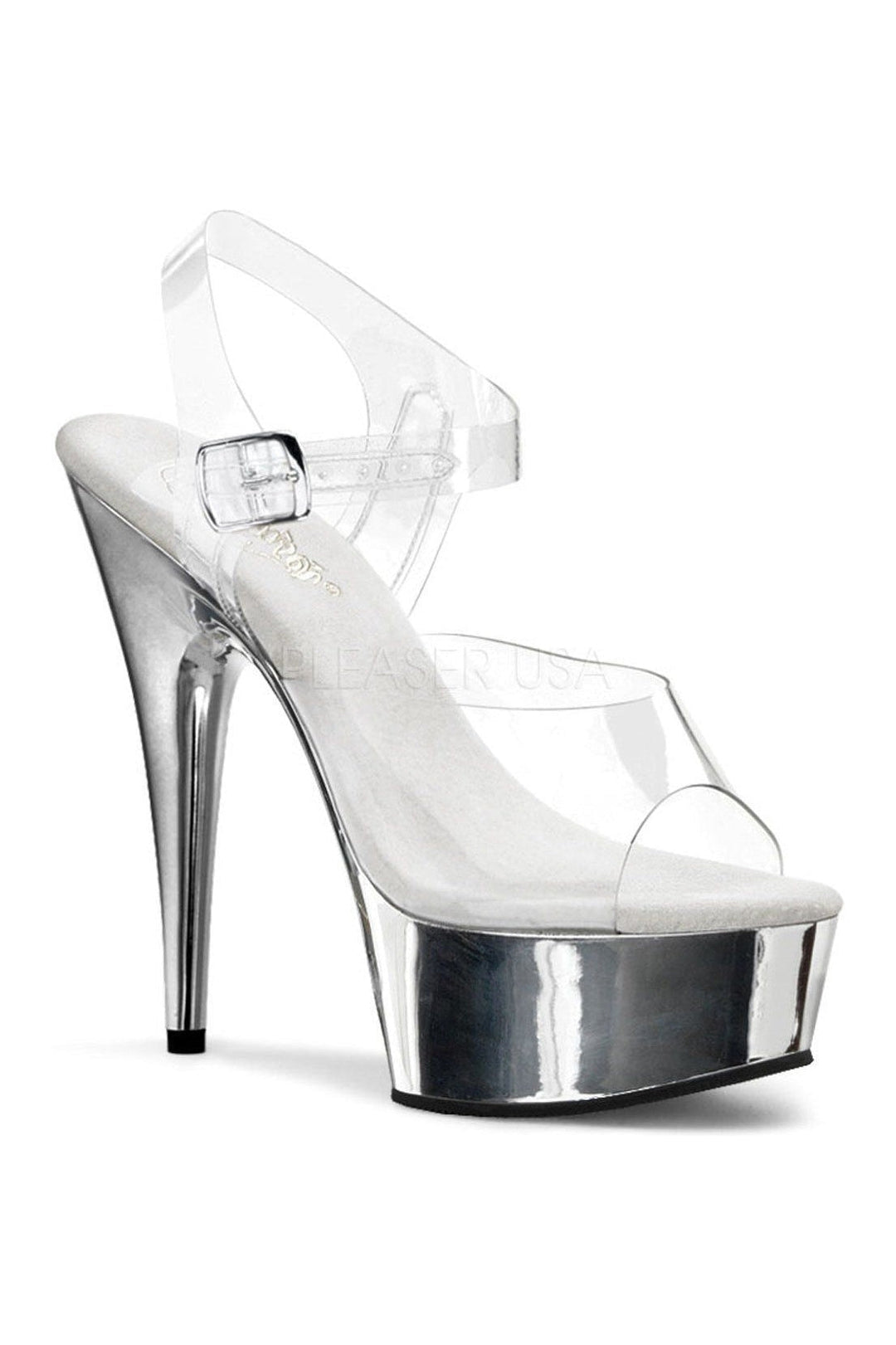 DELIGHT-608 Platform Sandal | Clear Vinyl-Pleaser-Clear-Sandals-SEXYSHOES.COM