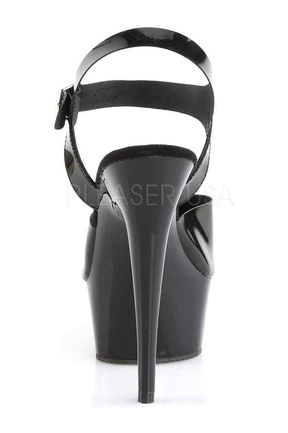 DELIGHT-608N Platform Sandal | Black Faux Leather-Pleaser-SEXYSHOES.COM