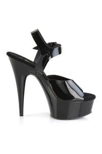 Pleaser DELIGHT-608N Platform Sandal in Black Faux Leather