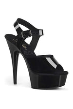 DELIGHT-608N Platform Sandal | Black Faux Leather