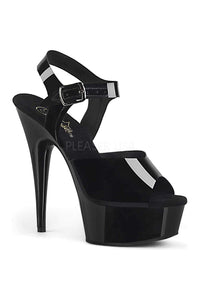 Pleaser DELIGHT-608N Platform Sandal in Black Faux Leather from SexyShoes.com