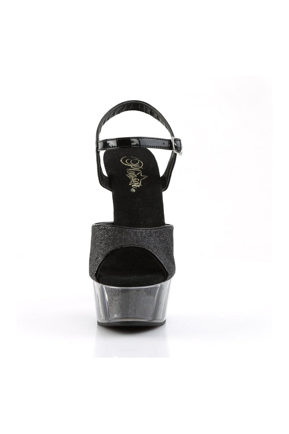 Pleaser DELIGHT-609-5G Sandal in Black Glitter