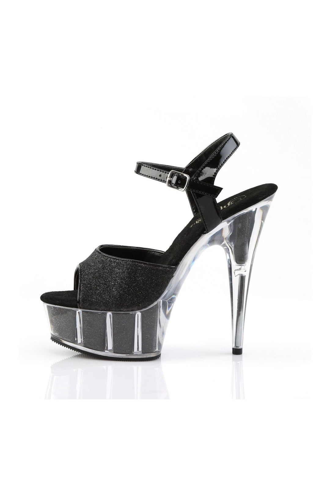 Pleaser DELIGHT-609-5G Sandal in Black Glitter