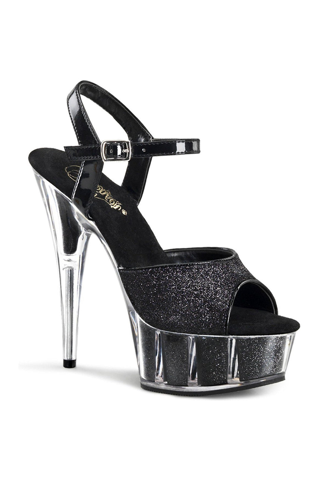 Pleaser DELIGHT-609-5G Sandal in Black Glitter from SexyShoes.com