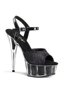 Pleaser DELIGHT-609-5G Sandal in Black Glitter from SexyShoes.com